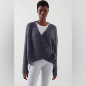 Cos navy wool alpaca wrap cardigan